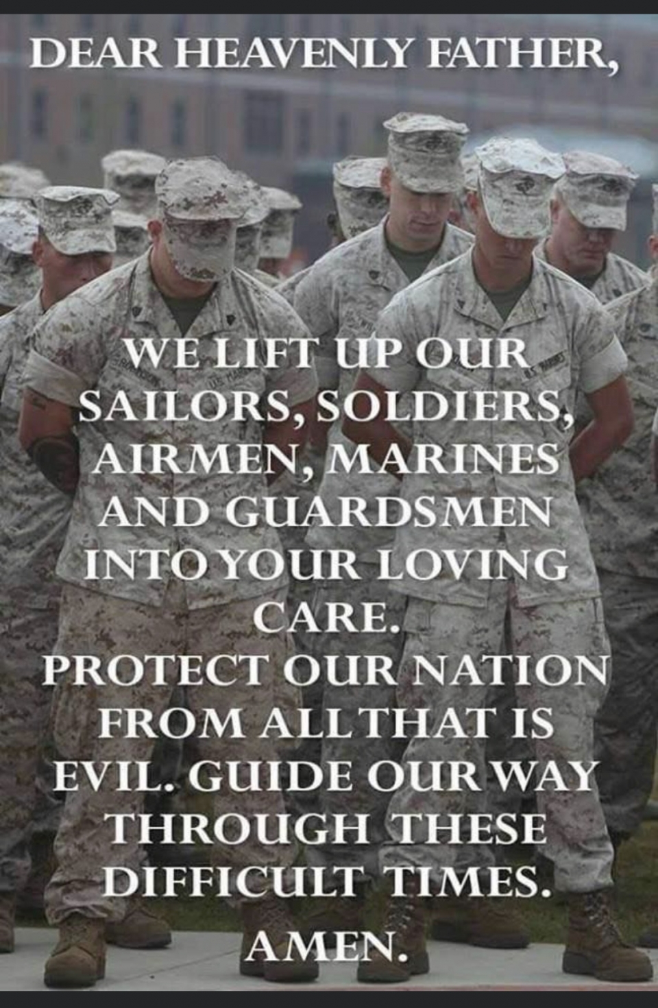 Giving thanks and prayers for our US active military and veterans.