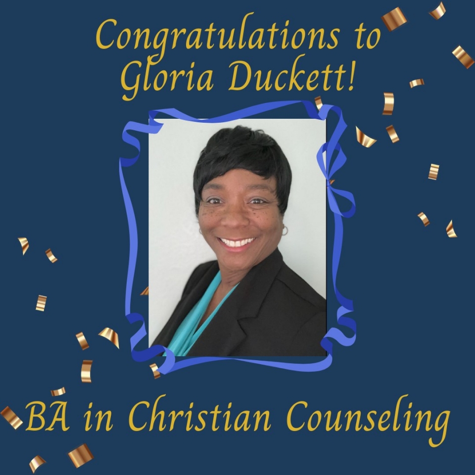 We are so excited for Gloria and what the Lord is going to do next in her life. Gloria will be graduating with her Bachelor's in Christian Counseling.