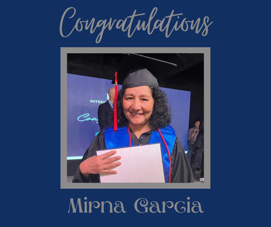 Congratulations to our Spanish graduates!Mariacamila Rincon - Associate of Arts in MinistryAna Patricia Castro Gonzales - Associate of Arts in MinistryMirna Magaly Garcia Ramirez - Master of Arts in MinistryWendy Diaz - Master of Arts in MinistryCarmen Alvarado - Master of Arts in Ministry