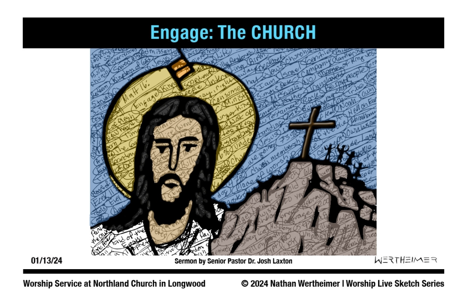 Please click here to see a past weekend's Worship Live Sketch Series entitled "Engage: The CHURCH" sermon by Senior Pastor Dr. Josh Laxton at Northland Church in Longwood, Florida. Artwork by Nathan Wertheimer. #northlandchurch