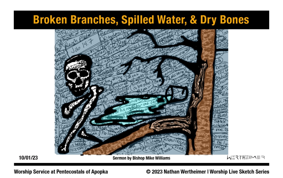 Please click here to see this past weekend's Worship Live Sketch Series entitled "Broken Branches, Spilled Water, & Dry Bones" with sermon by Bishop Mike Williams at Pentecostals of Apopka Church. Artwork by Nathan Wertheimer. #nathanwertheimer #poaapopka #pentecostalsofapopka #upci #flupci #flupciyouth