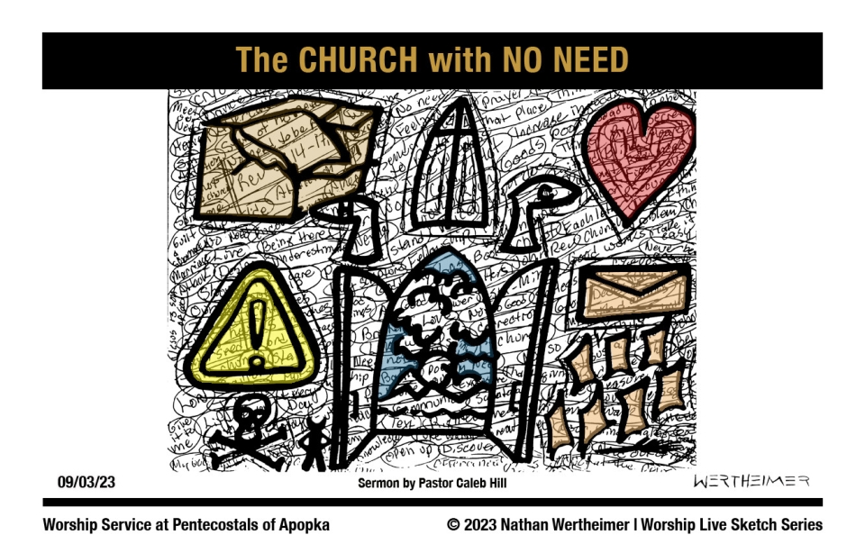 Please click here to see this past weekend's Worship Live Sketch Series entitled "The CHURCH with NO NEED" with sermon by Pastor Caleb Hill at Pentecostals of Apopka Church. Artwork by Nathan Wertheimer. #nathanwertheimer #poaapopka #pentecostalsofapopka #upci #flupci #flupciyouth