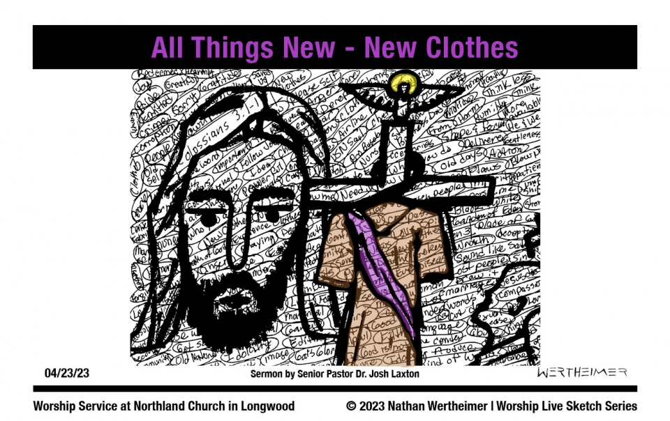 Please click on this image to view this weekend’s Worship Live Sketch Series entitled "All Things New - New Clothes" with sermon by Senior Pastor Dr. Josh Laxton at Northland Church in Longwood, Florida. Artwork by Nathan Wertheimer. #northlandchurch #nathanwertheimer