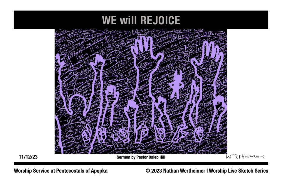 Please click here to see this past weekend's Worship Live Sketch Series entitled "WE will REJOICE" with sermon by Pastor Caleb Hill at Pentecostals of Apopka Church. Artwork by Nathan Wertheimer. #nathanwertheimer #poaapopka #pentecostalsofapopka #upci #flupci #flupciyouth