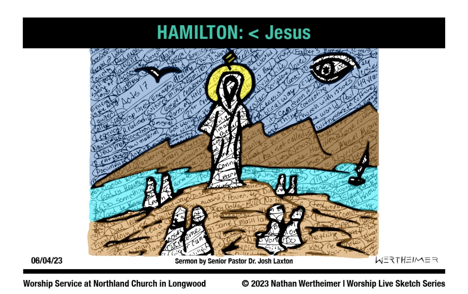 Here is a past weekend's Worship Live Sketch Series entitled "Hamilton:  Jesus" with sermon by Senior Pastor Dr. Josh Laxton at Northland Church in Longwood, Florida. Artwork by Nathan Wertheimer. #northlandchurch