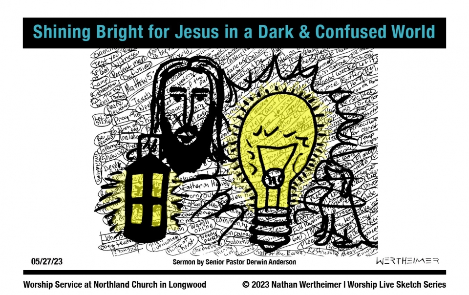 Please click on this image to view this past Worship Live Sketch Series entitled "Shining Bright for Jesus in a Dark & Confused World" with sermon by Senior Pastor Derwin Anderson at Northland Church in Longwood, Florida. Artwork by Nathan Wertheimer. #northlandchurch