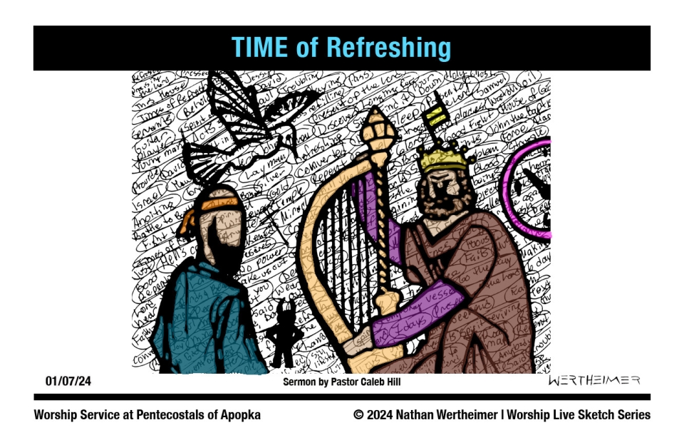 Please click here to see this past weekend's Worship Live Sketch Series entitled "TIME of Refreshing" with sermon by Pastor Caleb Hill at Pentecostals of Apopka Church. Artwork by Nathan Wertheimer. #nathanwertheimer #poaapopka #pentecostalsofapopka #upci #flupci #flupciyouth
