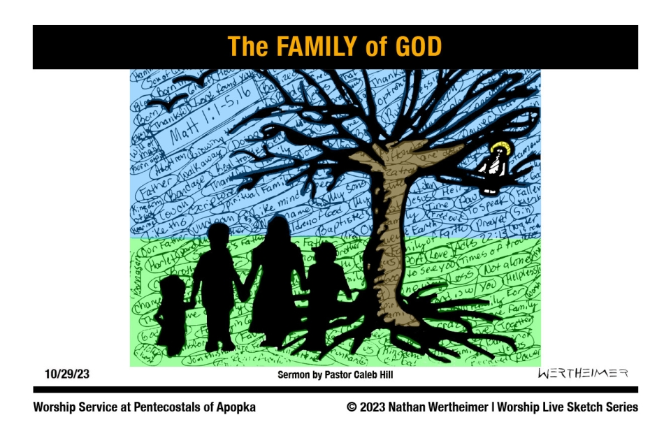 Please click here to see this past weekend's Worship Live Sketch Series entitled "The FAMILY of GOD" with sermon by Pastor Caleb Hill at Pentecostals of Apopka Church. Artwork by Nathan Wertheimer. #nathanwertheimer #poaapopka #pentecostalsofapopka #upci #flupci #flupciyouth