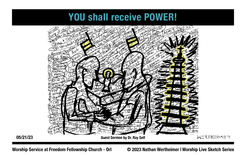 Please click on this image to view a past weekend's Worship Live Sketch Series entitled "You shall receive power" with guest sermon by Dr. Ray Self at Freedom Fellowship Church in Orlando. Artwork by Nathan Wertheimer. #nathanwertheimer #freedomfellowshipchurch