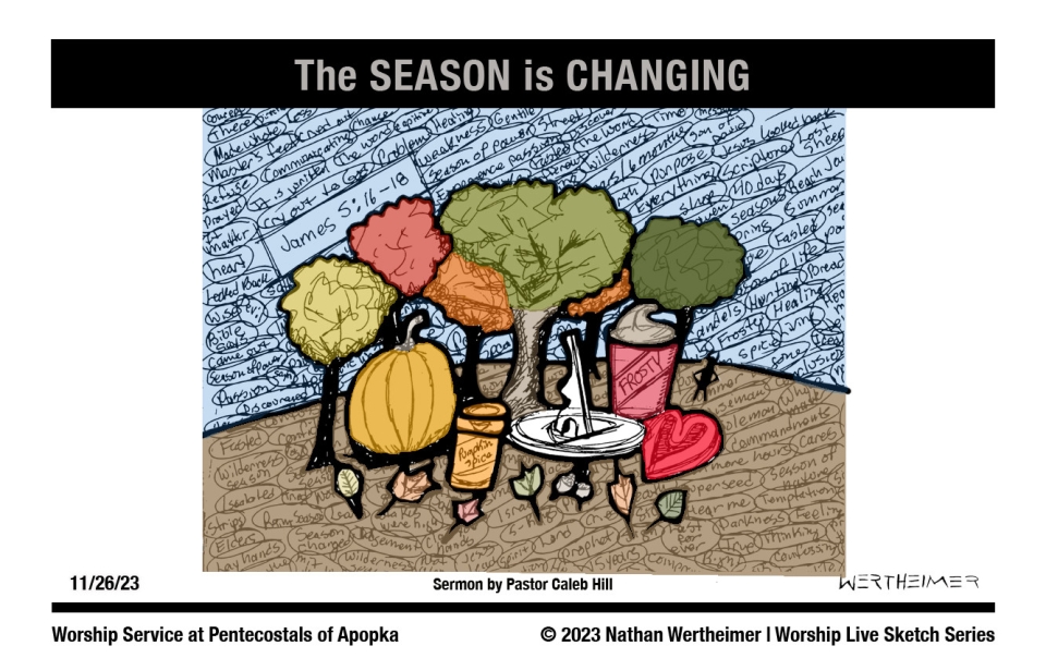 Please click here to see this past weekend's Worship Live Sketch Series entitled "The SEASON is CHANGING" with sermon by Pastor Caleb Hill at Pentecostals of Apopka Church. Artwork by Nathan Wertheimer. #nathanwertheimer #poaapopka #pentecostalsofapopka #upci #flupci #flupciyouth
