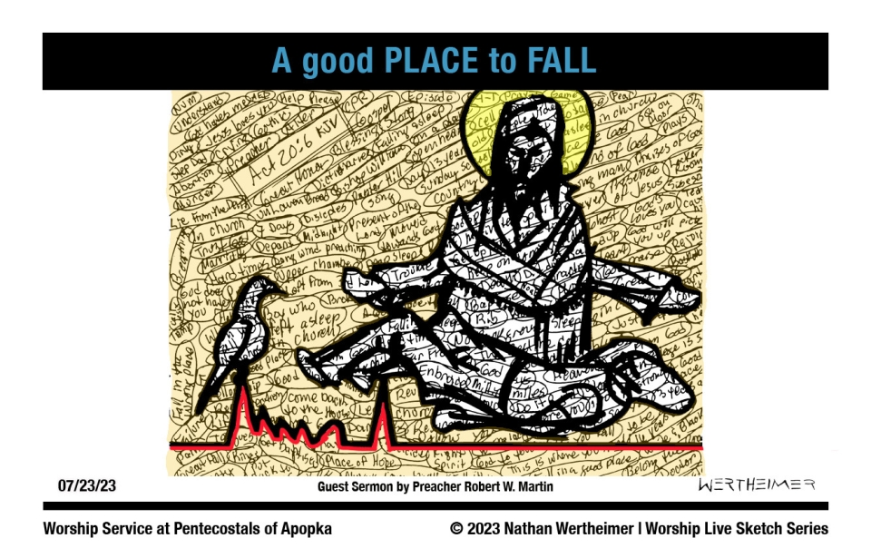 Please click here to see this past weekend's Worship Live Sketch Series entitled "A good PLACE to FALL" with sermon by Pastor Caleb Hill at Pentecostals of Apopka Church. Artwork by Nathan Wertheimer. #nathanwertheimer #poaapopka #pentecostalsofapopka #upci #flupci #flupciyouth