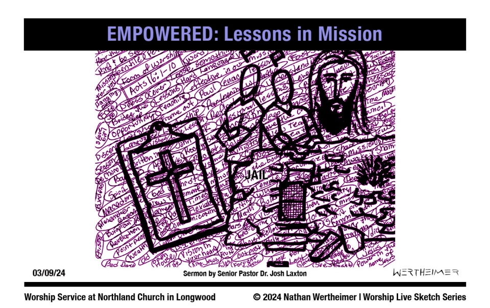 Please click here to see a past weekend's Worship Live Sketch Series entitled "EMPOWERED: Lessons in Mission" sermon by Senior Pastor Dr. Josh Laxton at Northland Church in Longwood, Florida. Artwork by Nathan Wertheimer. #northlandchurch