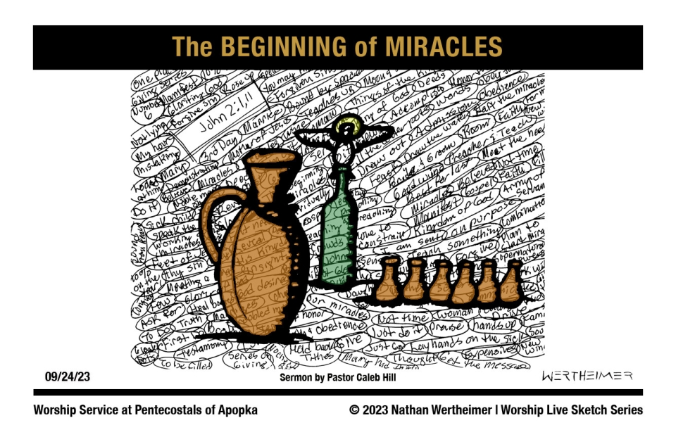 Please click here to see this past weekend's Worship Live Sketch Series entitled "The BEGINNING of MIRACLES" with sermon by Pastor Caleb Hill at Pentecostals of Apopka Church. Artwork by Nathan Wertheimer. #nathanwertheimer #poaapopka #pentecostalsofapopka #upci #flupci #flupciyouth
