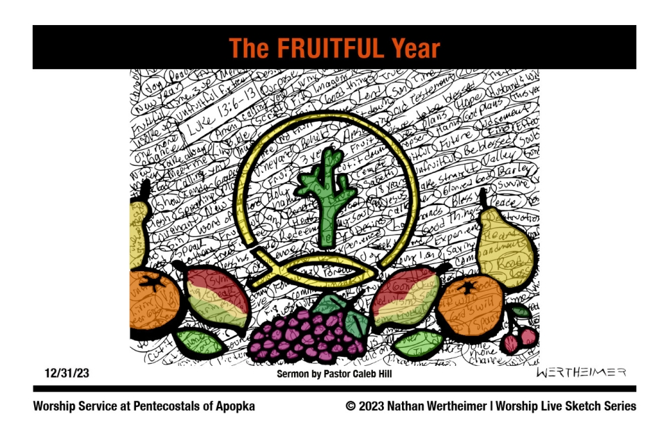 Please click here to see this past weekend's Worship Live Sketch Series entitled "The FRUITFUL Year" with sermon by Pastor Caleb Hill at Pentecostals of Apopka Church. Artwork by Nathan Wertheimer. #nathanwertheimer #poaapopka #pentecostalsofapopka #upci #flupci #flupciyouth