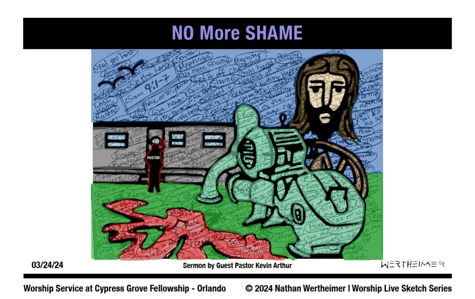 Please click here to see a past weekend's Worship Live Sketch Series entitled "No More SHAME" with ermon by Guest Pastor Kevin Arthur at Cypress Grove Fellowship Church in South Orlando. Artwork by Nathan Wertheimer. #nathanwertheimer #mycgf #cypressgroveorlando #upci #flupci #flupciyouth