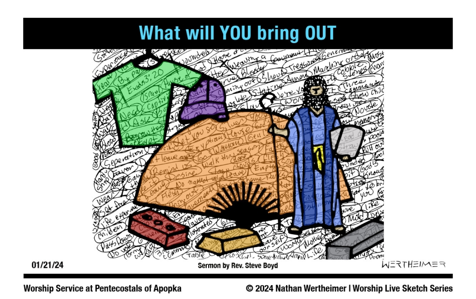 Please click here to see this past weekend's Worship Live Sketch Series entitled "What will YOU bring OUT" with sermon by Rev Steve Boyd at Pentecostals of Apopka Church. Artwork by Nathan Wertheimer. #nathanwertheimer #poaapopka #pentecostalsofapopka #upci #flupci #flupciyouth