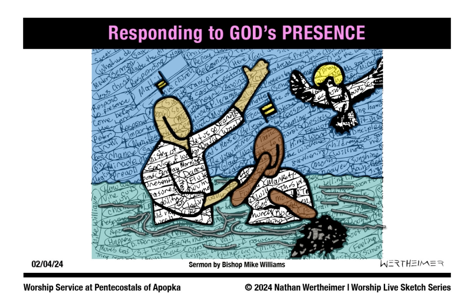 Please click here to see a past weekend's Worship Live Sketch Series entitled "Responding to GOD's PRESENCE" with sermon by Bishop Mike Williams at Pentecostals of Apopka Church. Artwork by Nathan Wertheimer. #nathanwertheimer #poaapopka #pentecostalsofapopka #upci #flupci #flupciyouth