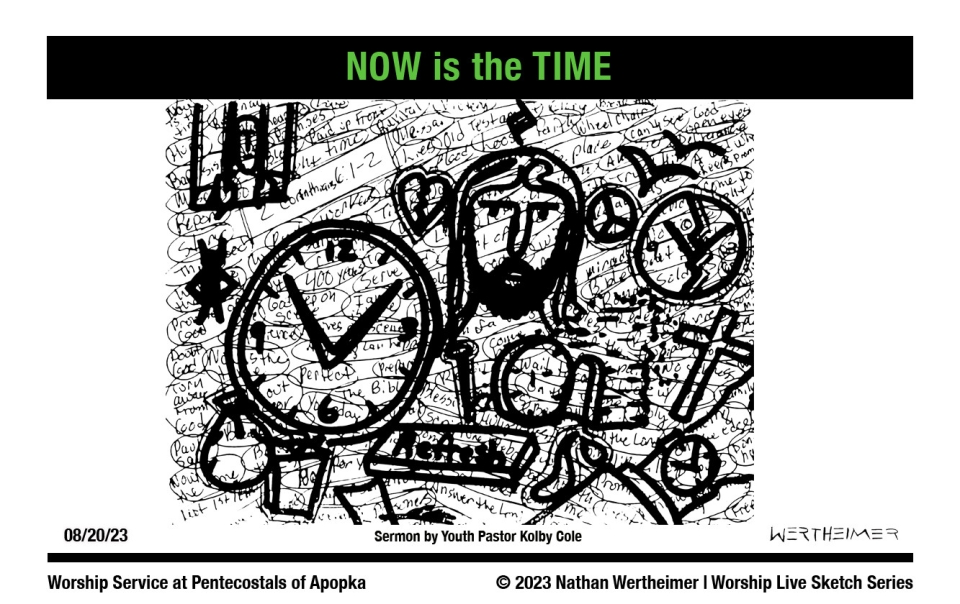 Please click here to see this past weekend's Worship Live Sketch Series entitled "NOW is the TIME" with sermon by Youth Pastor Kolby Cole at Pentecostals of Apopka Church. Artwork by Nathan Wertheimer. #nathanwertheimer #poaapopka #pentecostalsofapopka #upci #flupci #flupciyouth