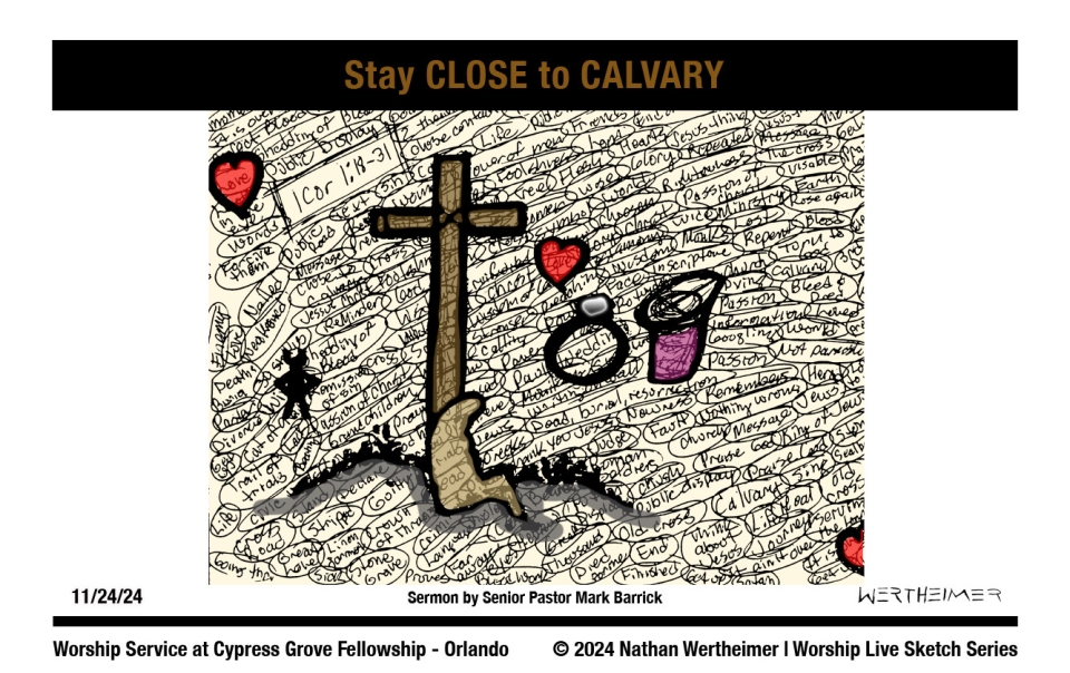 Please click here to see a past weekend's Worship Live Sketch Series entitled "Stay CLOSE to CALVARY" with sermon by Senior Pastor Mark Barrick from Cypress Grove Fellowship Church in South Orlando. Artwork by Nathan Wertheimer. #nathanwertheimer #mycgf #cypressgroveorlando #upci #flupci #flupciyouth