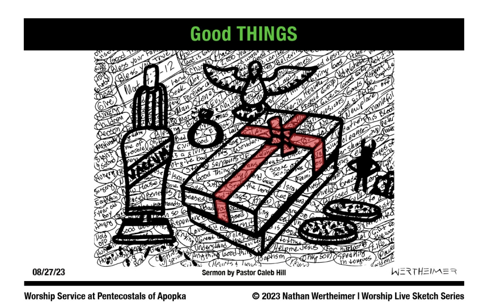 Please click here to see this past weekend's Worship Live Sketch Series entitled "Good THINGS" with sermon by Pastor Caleb Hill at Pentecostals of Apopka Church. Artwork by Nathan Wertheimer. #nathanwertheimer #poaapopka #pentecostalsofapopka #upci #flupci #flupciyouth