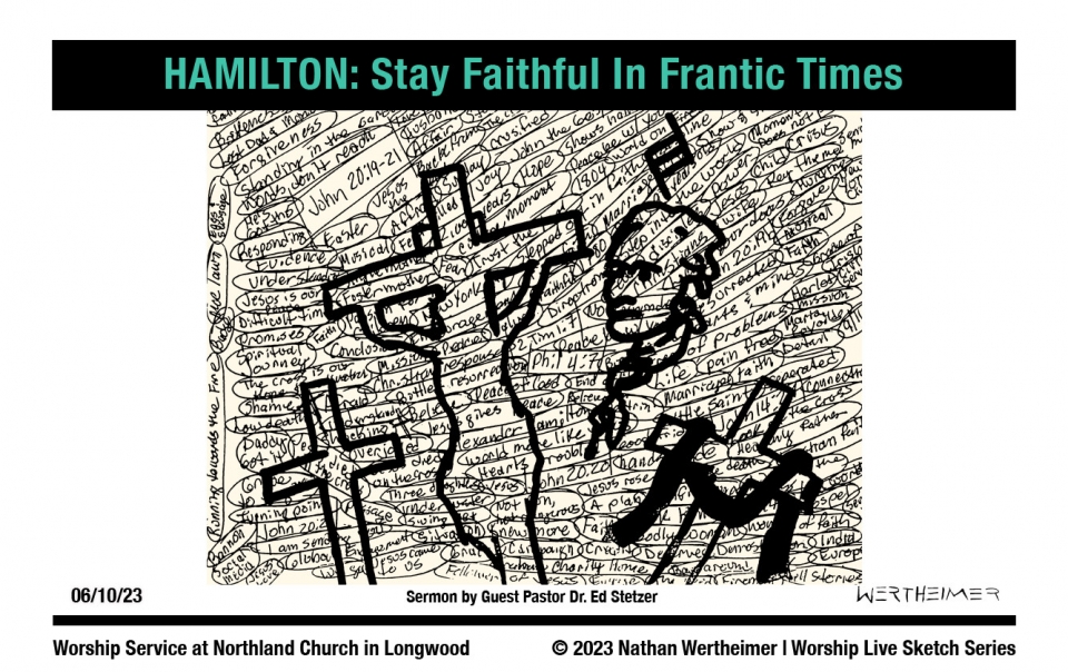 Please click on this image to view this past Worship Live Sketch Series entitled "Hamilton: Staying Faithful In Frantic Times" with sermon by Guest Pastor Dr. Ed Stetzer at Northland Church in Longwood, Florida. Artwork by Nathan Wertheimer. #northlandchurch